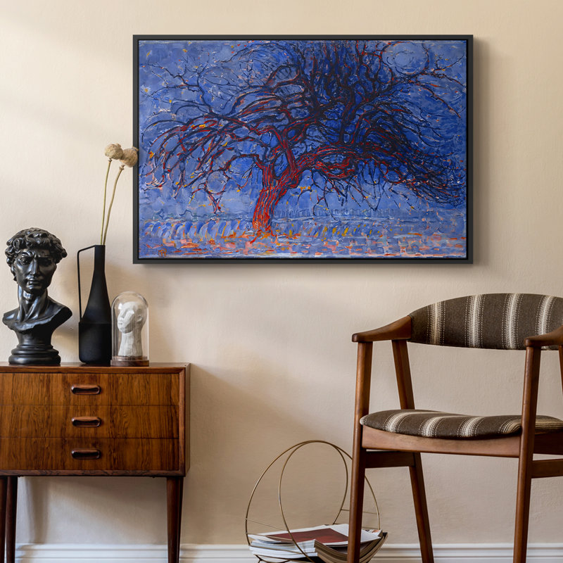 The Red Tree, 1909 - Piet Mondrian, toile tendue avec châssis, 24 po x 36 po, Noyer