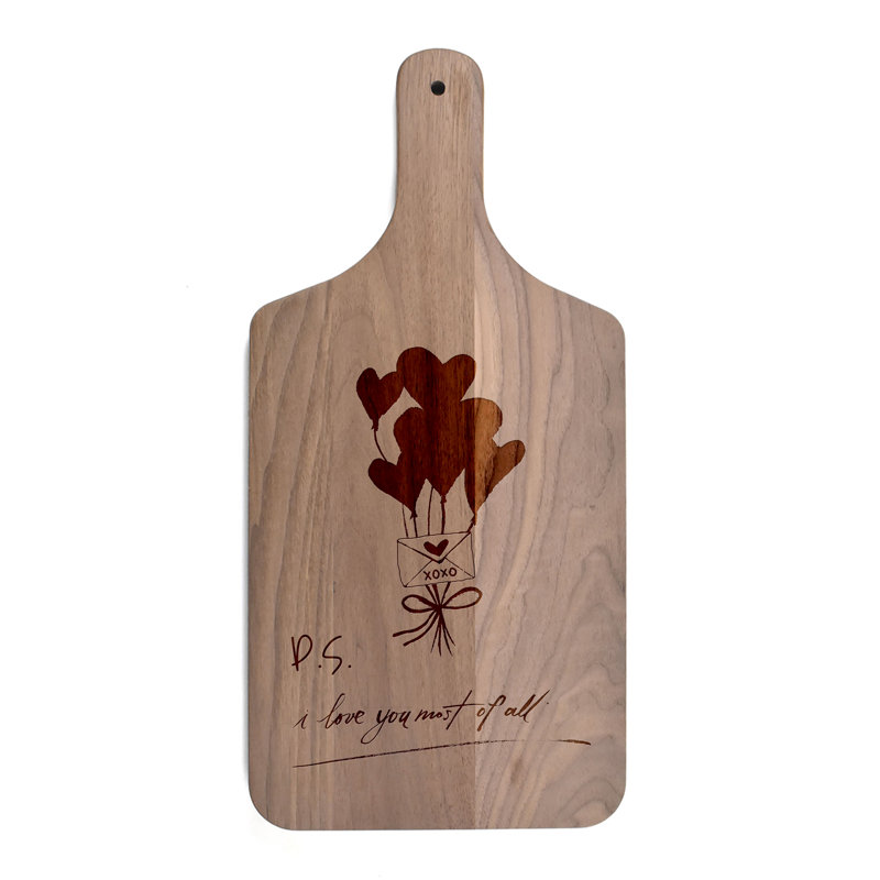 Valentines Balloons Paddle Cutting Board, Walnut
