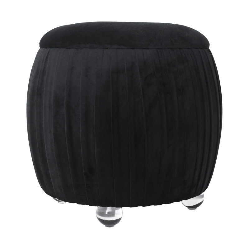 Sagebrook Home 19" Newry Black Velvet Storage Stool, Black