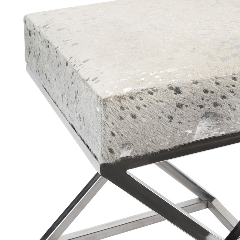 Safari Silver Foil Cowhide Bench