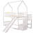 Twin Over Twin House Bunk Bed With Convertible Slide,Storage Staircase,White