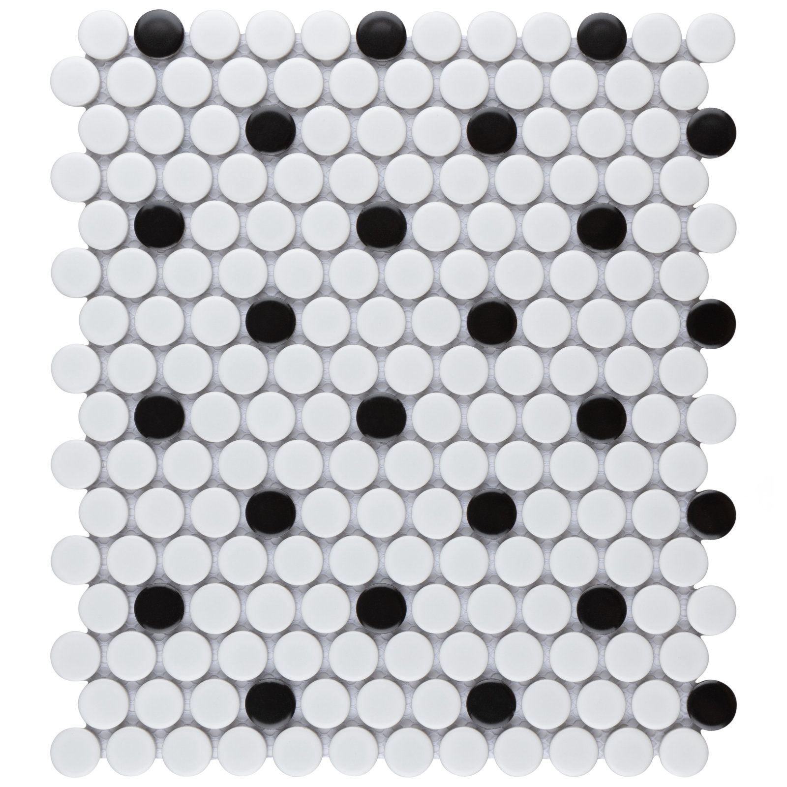 Metro Penny 0.74" x 0.74" Porcelain Mosaic Wall & Floor Tile, White/Black