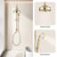 Pomme de douche double - pluie de 8 po et système portatif au fini or brossé élégant-117439730