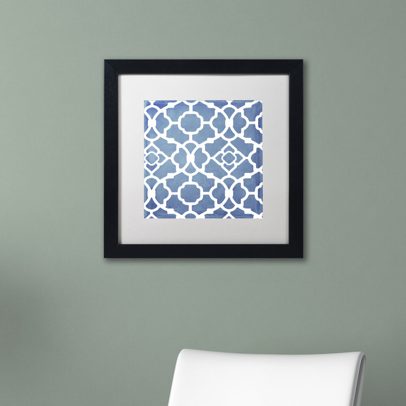 Jadaya «Moroccan Blues III», impression encadrée, H 11 po x l 14 po x P 0,5 po, Blanc, Cadre argenté
