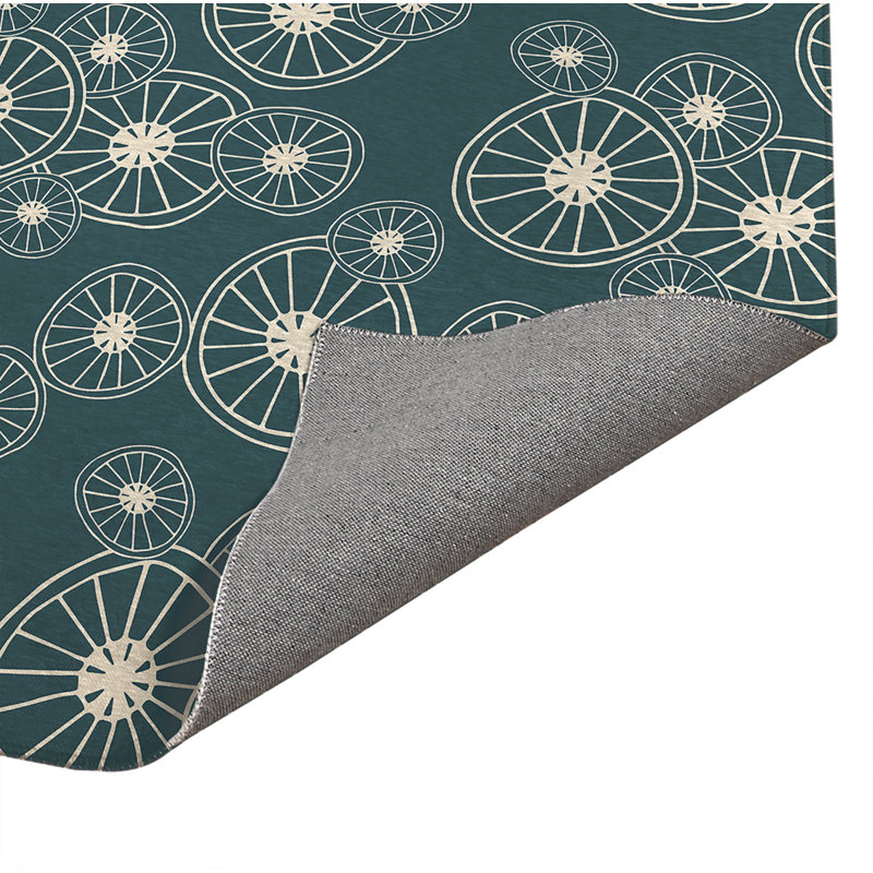 Tapis de cuisine à profil bas, Rectangle 2' x 3', Dusty Aqua Floral