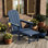 Chaise Adirondack réglable à 3 niveaux avec repose-pieds rétractable et 2 porte-gobelets, chaise d'extérieur pliante pour l'extérieur pour utilisation sur terrasse, patio, jardin et cour arrière, bleu marine