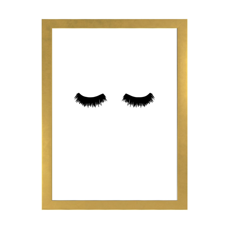Lash Bold - impression d'art graphique, H 32 po x l 24 po x P 1 po, Blanc, Papier encadré doré