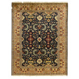 High-Quality Hand-Knotted Blue And Gold Area Rug