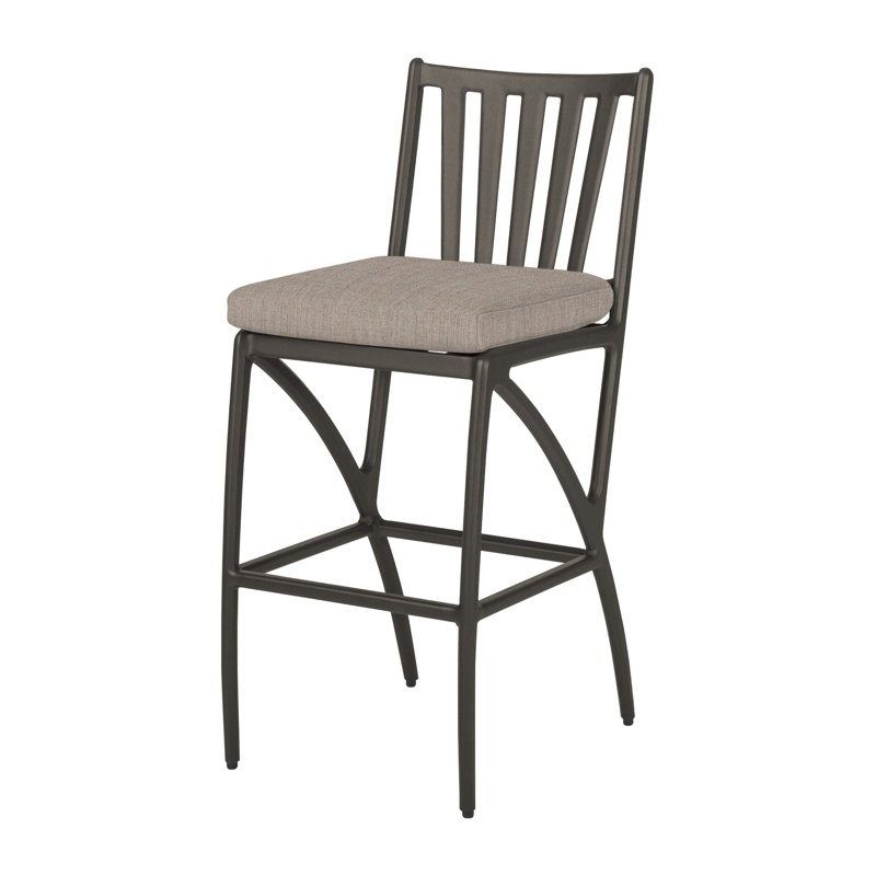 Amari Patio Bar Stool with Sunbrella Cushion, Cast Ash Sunbrella® Plainweave, Carbon