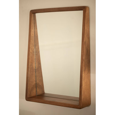 Wall Mirror | Compact Wooden Wall Mirror with Storage Shelf, 18x24"