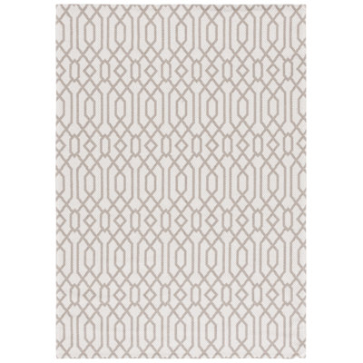 Martha Stewart Cotton Geometric Rug in Taupe/Cream