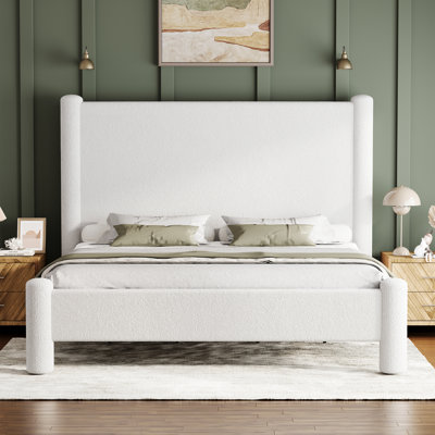 Kalylah Minimalist Boucle Upholstered Platform Bed