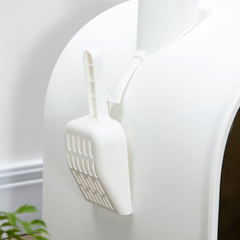 Bac à litière pour chat avec couvercle, 17 po x 17 po x 18,5 po, blanc. Crée un environnement confortable et sans odeur. Filtre désodorisant, plateau propre et amovible pour les chats.