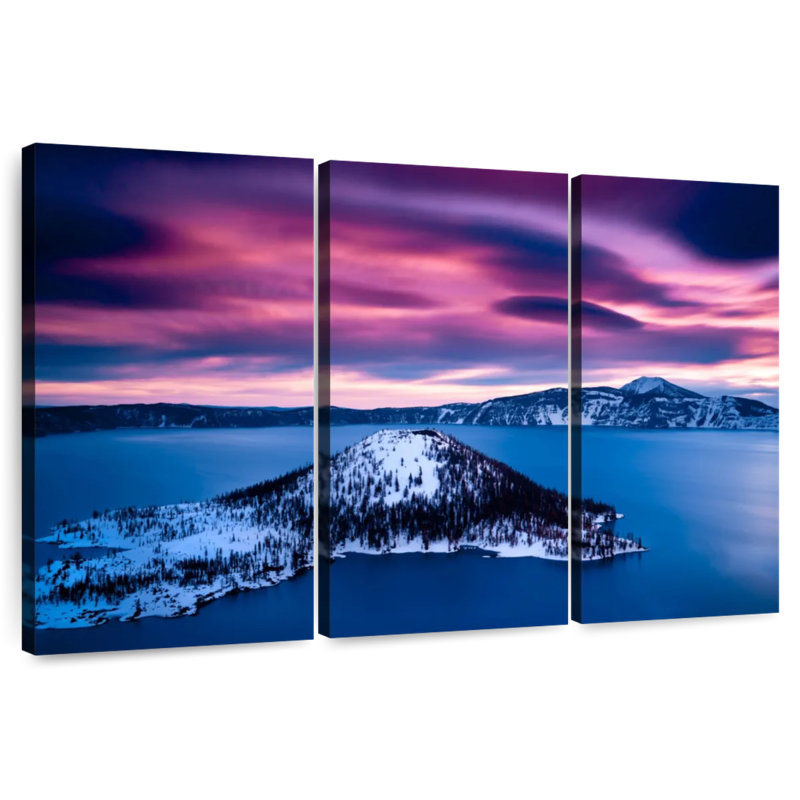 Lac mauve Alvord, ciel mauve, H 48 po x l 74 po