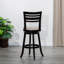 Tabouret pivotant à lattes de 30 po de hauteur de bar, finition espresso, siège en tissu beige