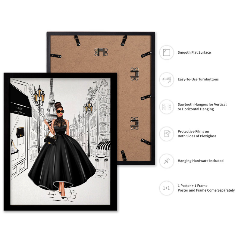 Dame en noir, Black Framed, Poster, 11"H x 14"W
