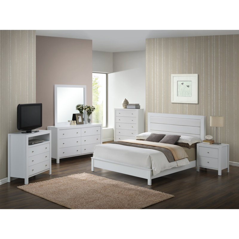 Stylish White Transitional Bedroom Bed