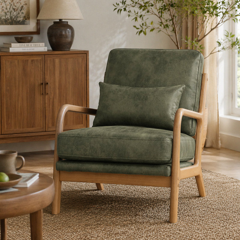 Chaise longue en bois, Olive Green