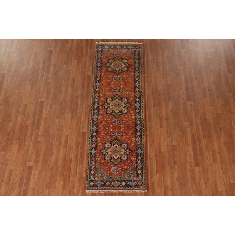 Tapis de couloir indien orange 3x8