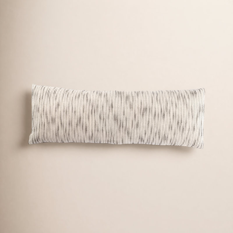 Saxon Stripe Cotton Lumbar Pillow, Polyfill, 14" x 40"