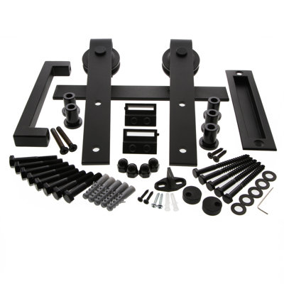 Ensemble de porte de grange en fer noir Ageless