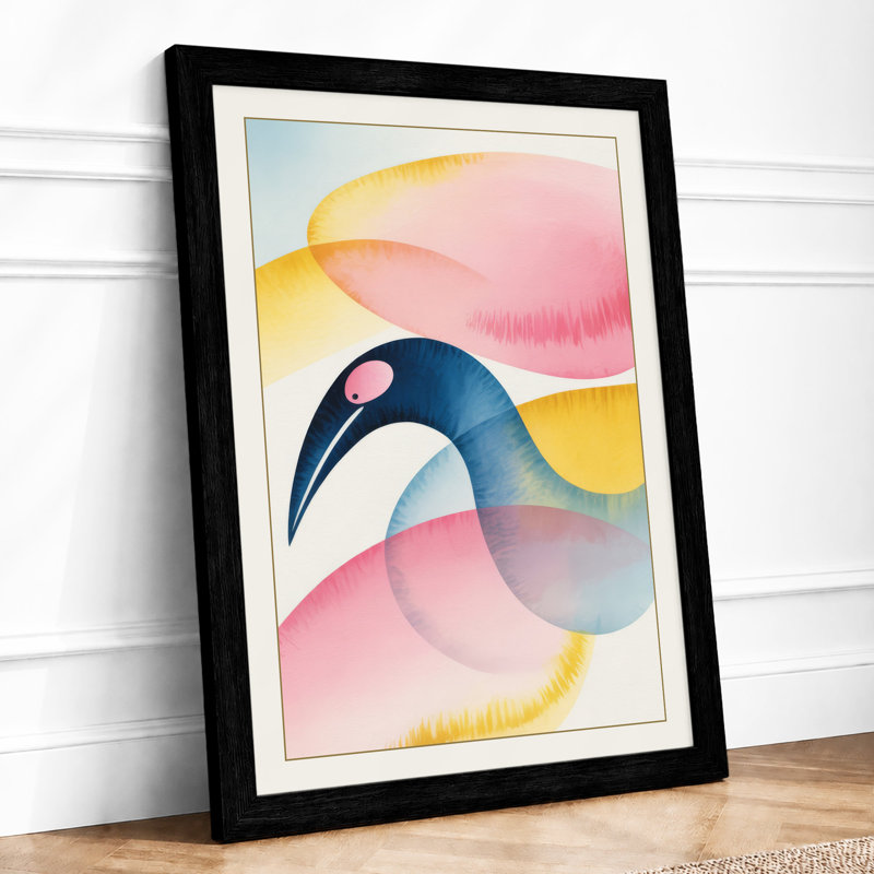 Crane in Reverie Modern 1 Piece Single Picture Frame Wall Art, A3 - 42.0 x 29.7 cm, Black