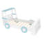 Lit simple pour voiture simple avec tablettes de rangement, lit plateforme avec un joli design en forme de voiture adapté aux enfants, bleu et blanc-505280142