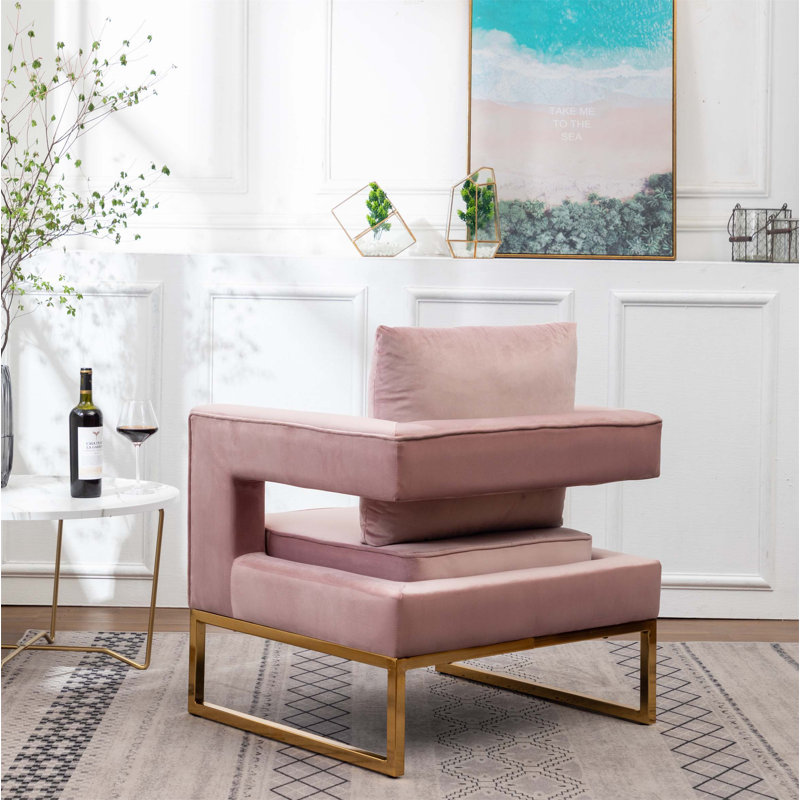 Fauteuil d'appoint rembourré Lenola, Tissu rose