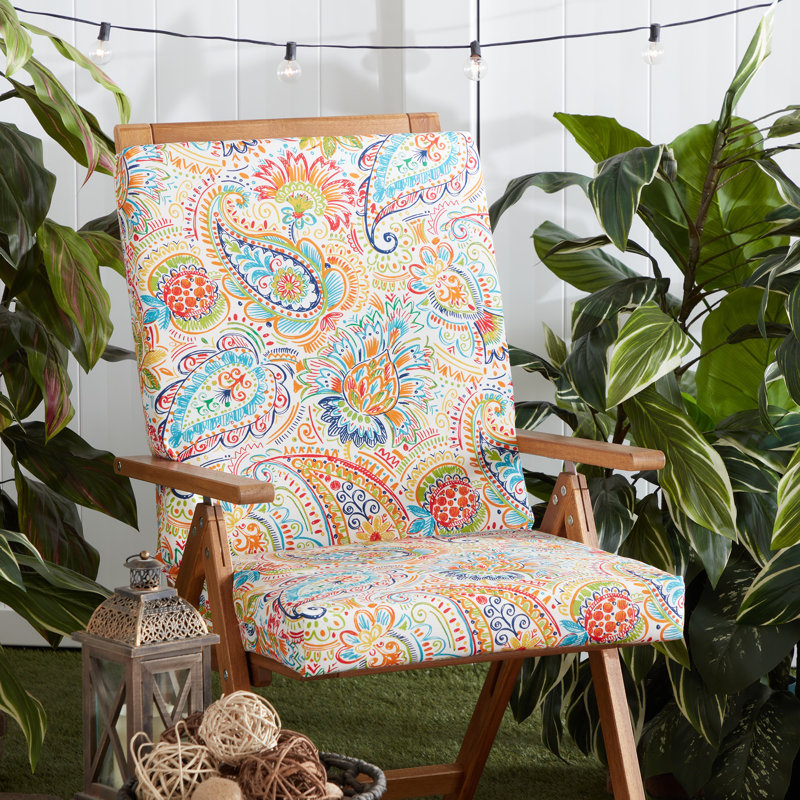 High Back Dining Chair Pad, Jamboree Paisley