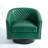 Bennett Upholstered Green Faux Leather Tufted Barrel Small Swivel Chair with Nailhead Trim-678481669