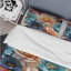 Bleu et beige métallique II - ensemble de housse de couette floral - microfibre de polyester-515580369