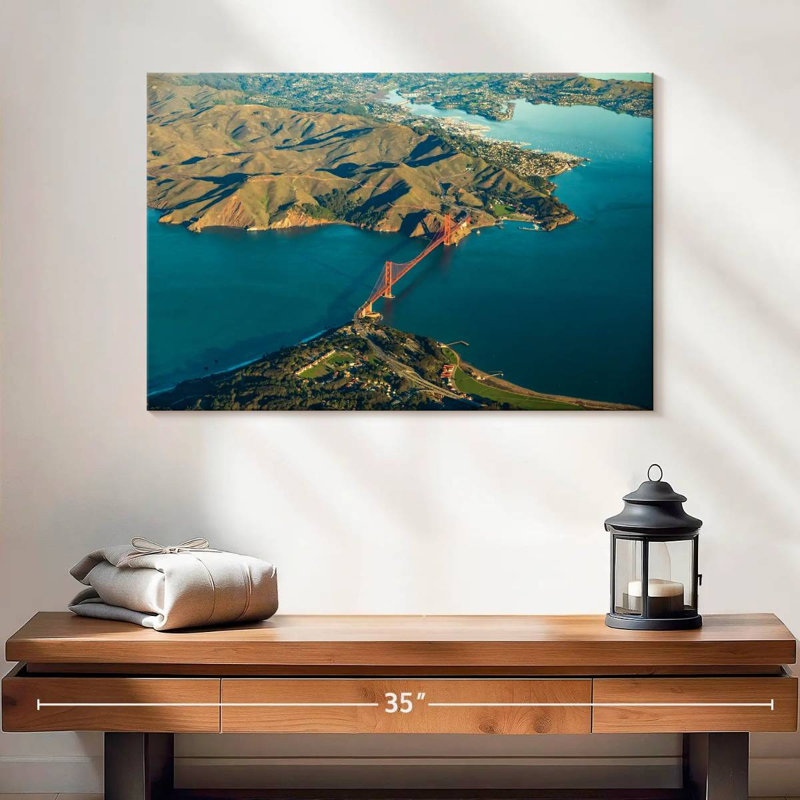 Vue aérienne du Golden Gate Bridge, H 16 po x l 24 po