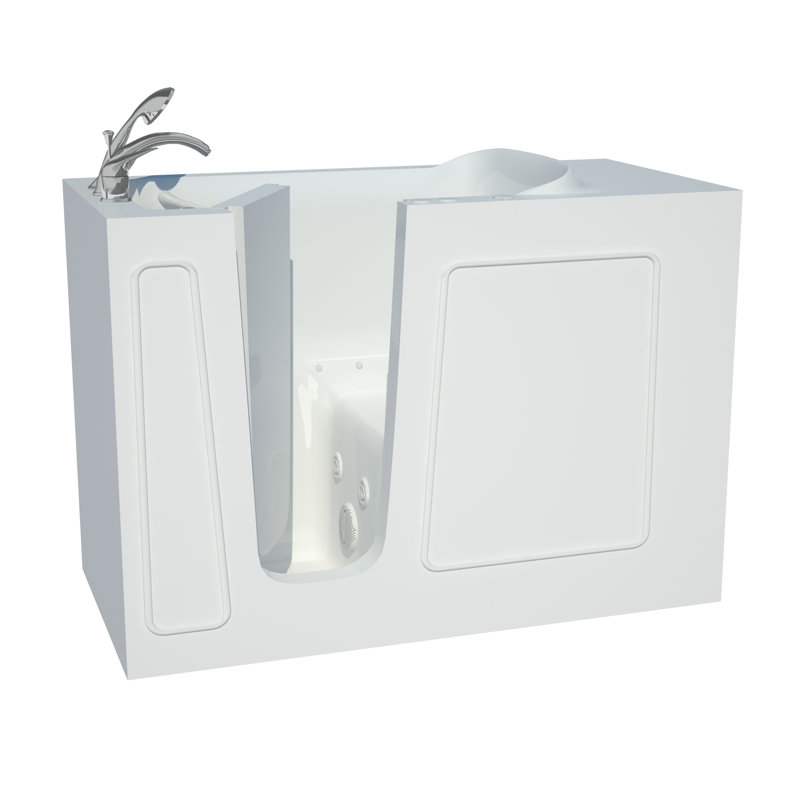 Captains Series 53'' x 26'' Fiberglass Bathtub with Faucet, Left