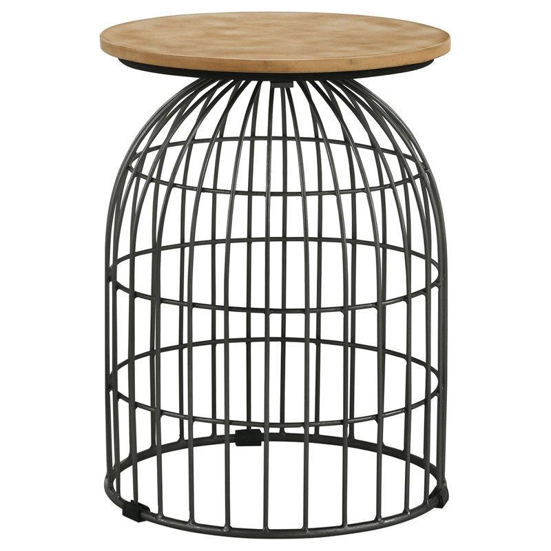 Natural and Gunmetal Wire Frame Side Table