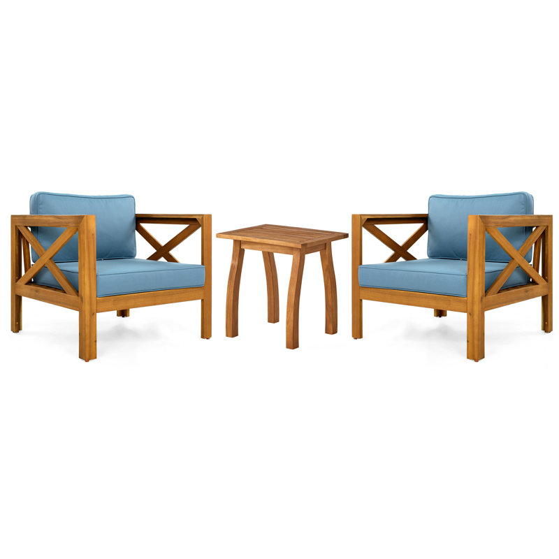 Ensemble de conversation pour patio, Bleu, Teck