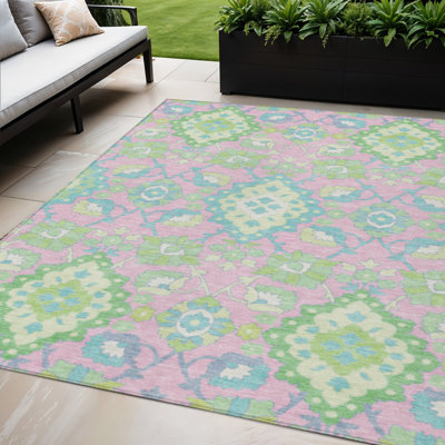 Tapis oriental lavable d'intérieur bleu 5 pi x 8 pi