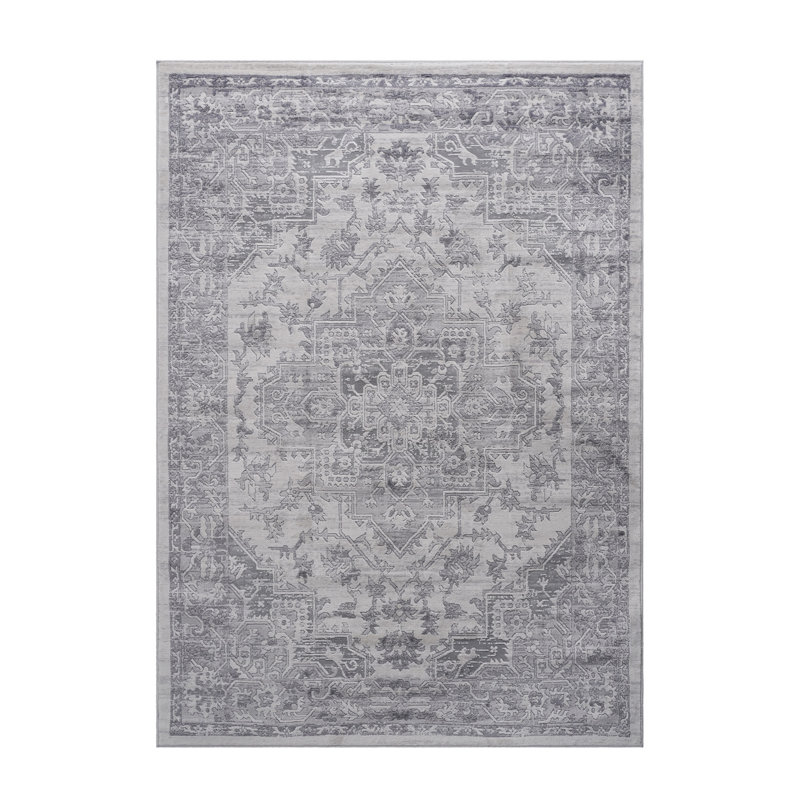 Silver/Oriental Non-Shedding Living Room Bedroom Dining Home Office Stylish And Stain Resistant Area Rug, Rectangle 2' x 3'