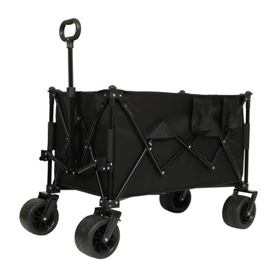 Chariot de jardin pliable robuste avec roues tout-terrain, chariot de plage pliable d'une capacité de 480 lb pour le camping et l'extérieur