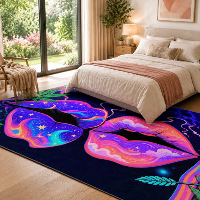 Tapis à imprimé d'étoiles galactiques 1 pièce Cosmic Lips