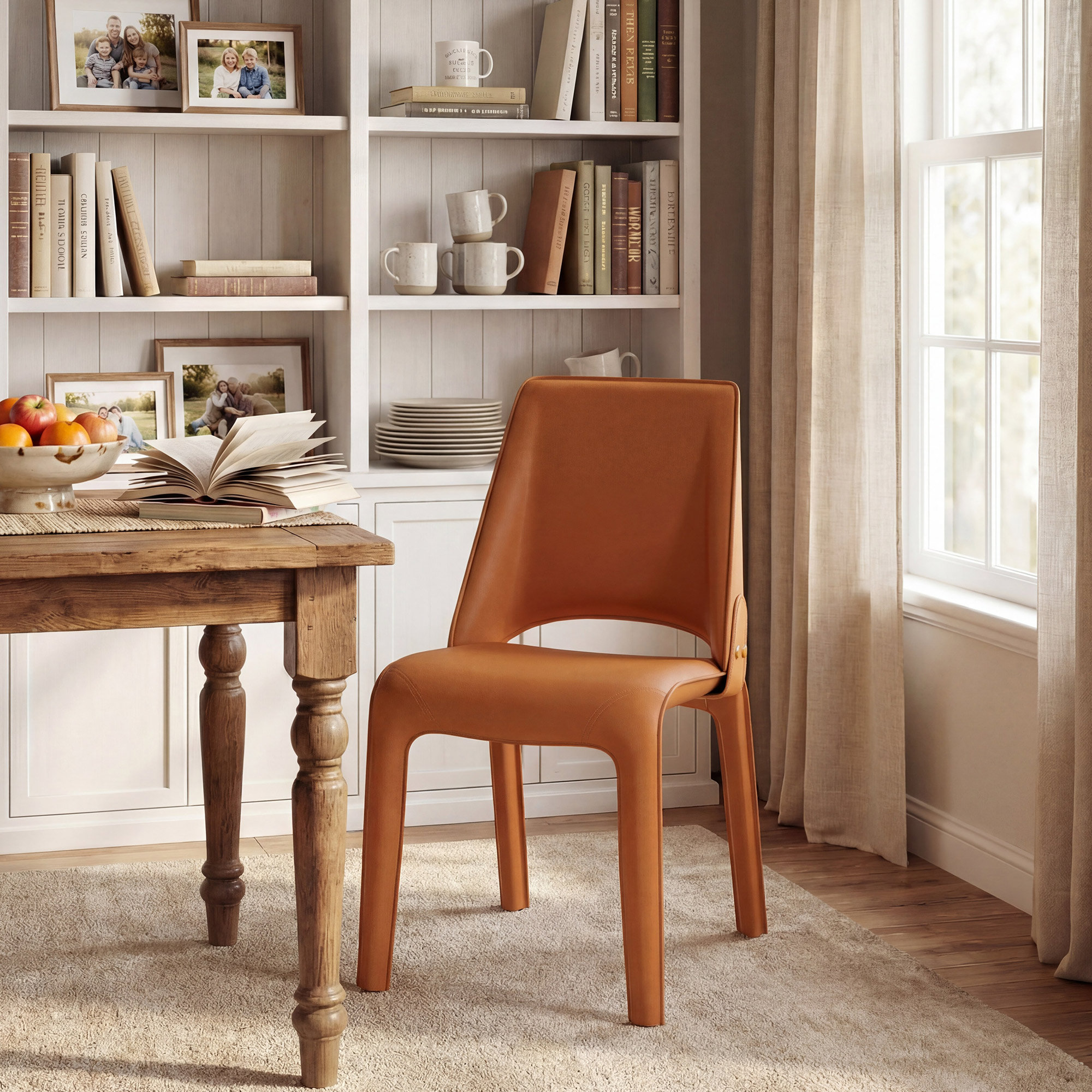 Vannes Vegan Leather Dining Chair, Orange, 1, Minimal Assembly Needed