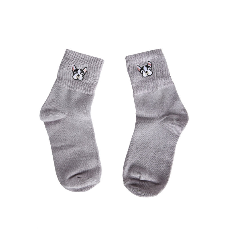 Chaussettes brodées Frenchie (lavande)