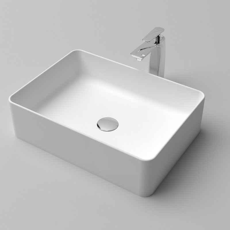 Lavabo vasque de salle de bain à surface solide 20 "x 14" en blanc mat