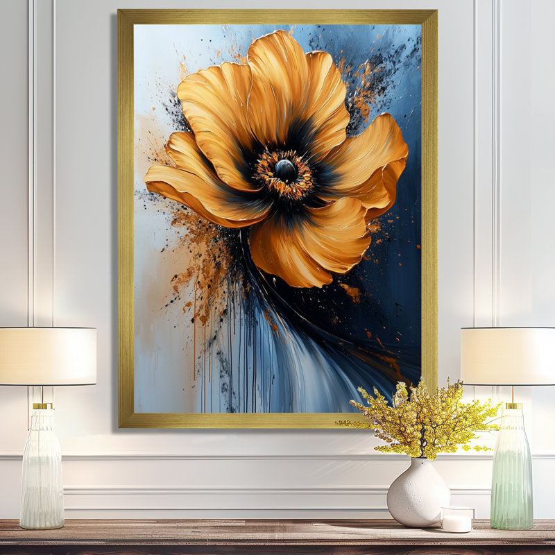 Spriggs - Abstract Canvas Art Print, 32" H x 24" W, Single Picture Framed Print, Gold