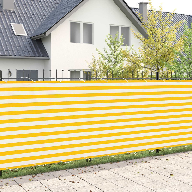 vidaXL Balcony Privacy Screen Fabric with PU Coated Outdoor Garden Terrace, 700cm W x 180cm D, Yellow/White