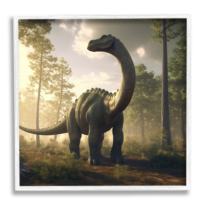 Paysage détaillé de dinosaures sur bois par Wumples