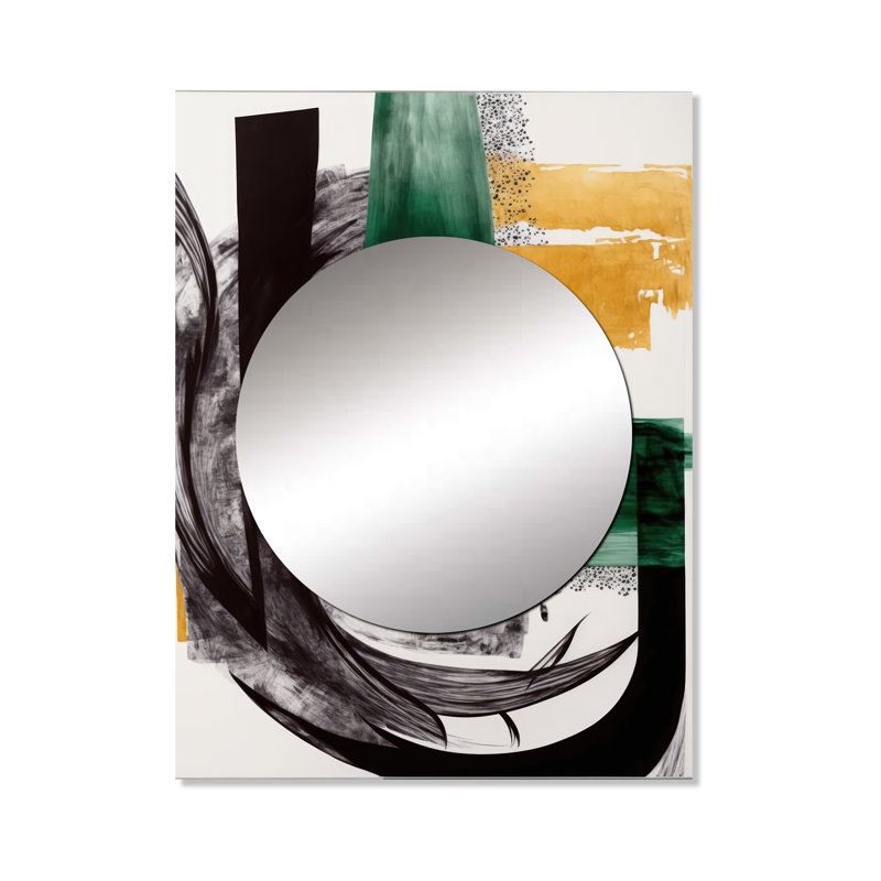 Art déco moderne vert VI - Miroir mural transitionnel unique, miroir moderne, impression sur métal, 40 po x 30 po