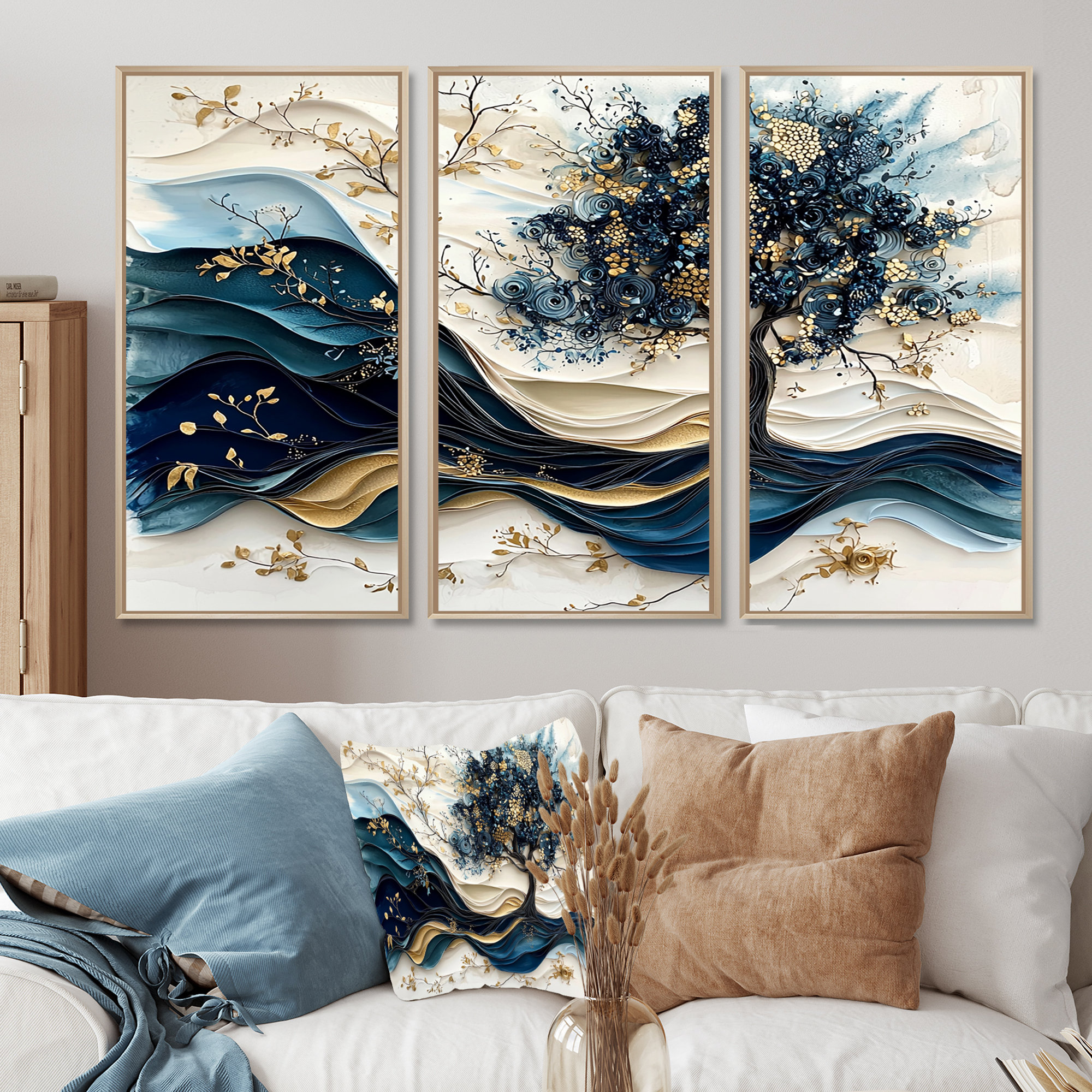 Lark Manor™ Blue And White Modern Blossom Tree II - Tree Cherry Blossom ...