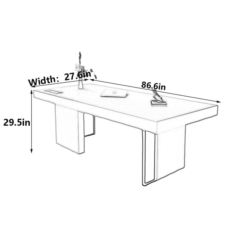 Bureau italien luxueux et minimaliste, H 29,5 po x l 86,6 po x P 27,6 po