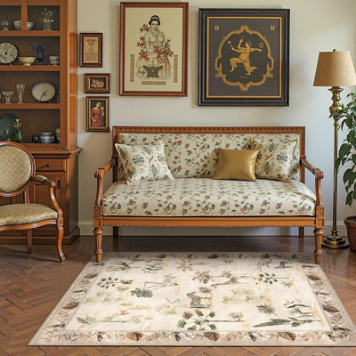 Animals Print Washable Thin Non-Slip Area Rug