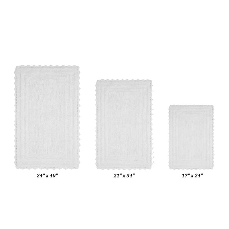 Jacole 100% Cotton Tufted 3 Piece Bathroom Rug Set, Reversible, Super Absorbent & Extra Soft Machine Washable Bath Rug Ideal for Shower & Tub Areas